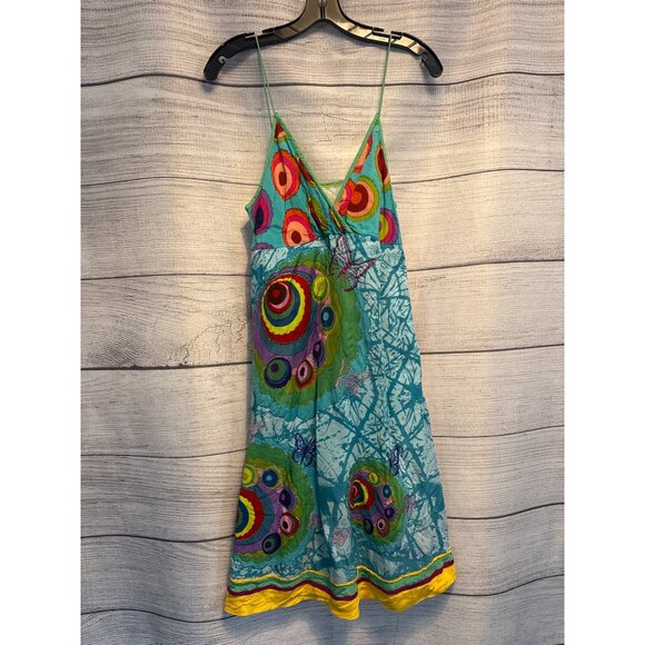 Desigual Whimsical Butterfly Spaghetti Strap Sundress Size 42/L - Picture 1 of 6